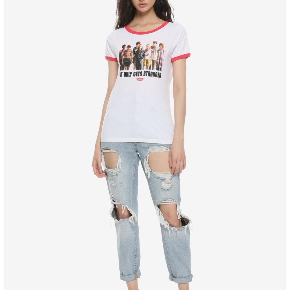 Stranger Things It Only Gets Stranger Ringer Tee - Picture 2 of 5